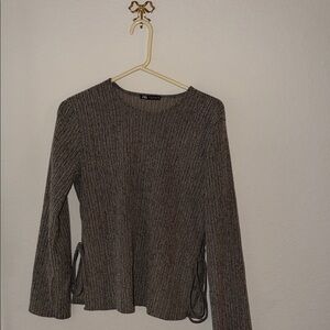 Zara Black and Gray Long Sleeve Top